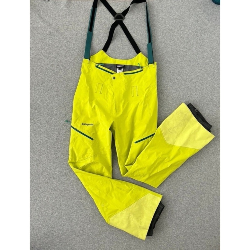 Patagonia Snow Bibs Women Medium Yellow Recco Ski Pants PowSlayer